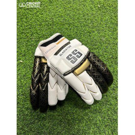 White Black and Gold cricket batting gloves from SS