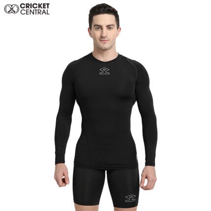 Black compression full sleeves top for Cricket innerwear from Shrey