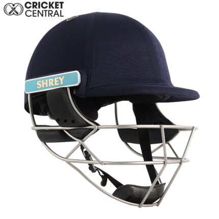 Navy blue cricket helmet with stainless steel from Shrey