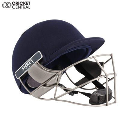 Navy blue Pro Guard cricket helmet with titanium grill from Shrey