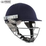 navy blue cricket helmet with stainless steel grill from Shrey