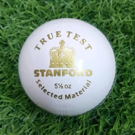 White ball with hand-stitched seam True Test cricket ball from Stanford